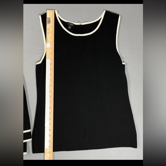 Talbots‎ Womens Open Front Cardigan Sweater Blazer Black Ivory 2 Piece Set Large - Picture 14 of 16